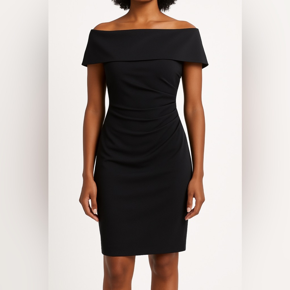 Vince Camuto Black Off-Shoulder Midi Dress